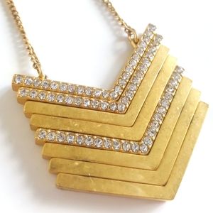 J. CREW Chevron Crystal Necklace 💎💎  Adjustable drop 30" - 33"